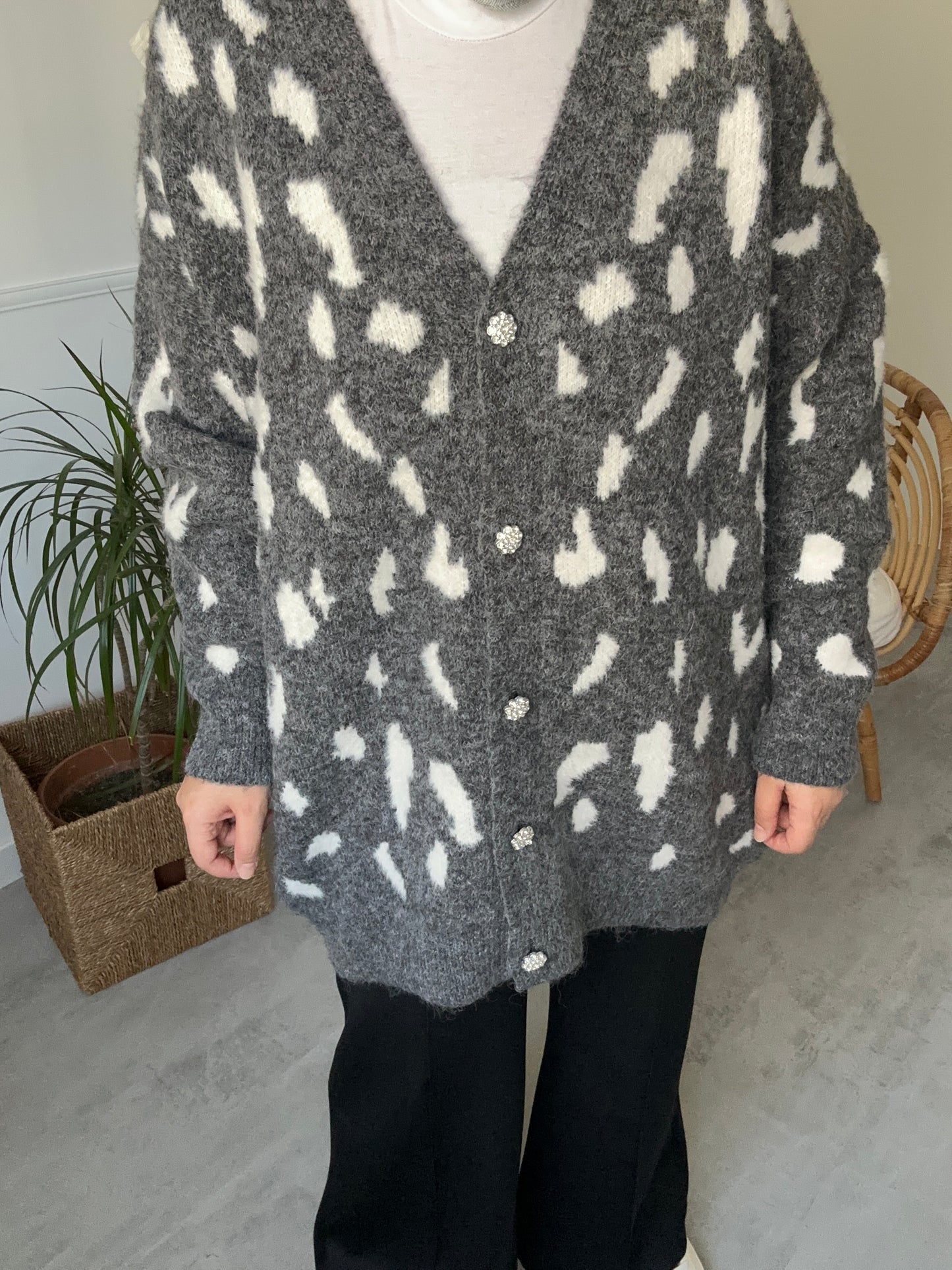 Leopar Desenli Yumuşak Hırka