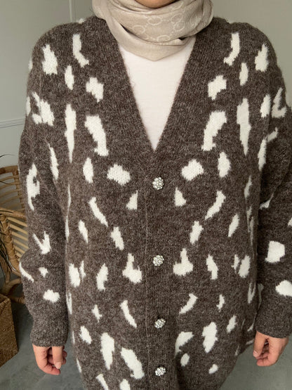 Leopar Desenli Yumuşak Hırka